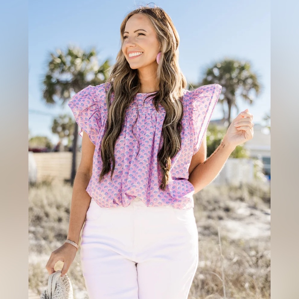 Chic Soul Cotton Flutter Top